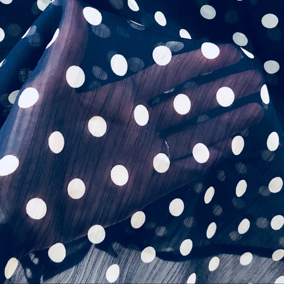 Like New Tie Front Hi Low Polka Dot Sheer Blouse - Blue & White Top in XS - Picture 7 of 8